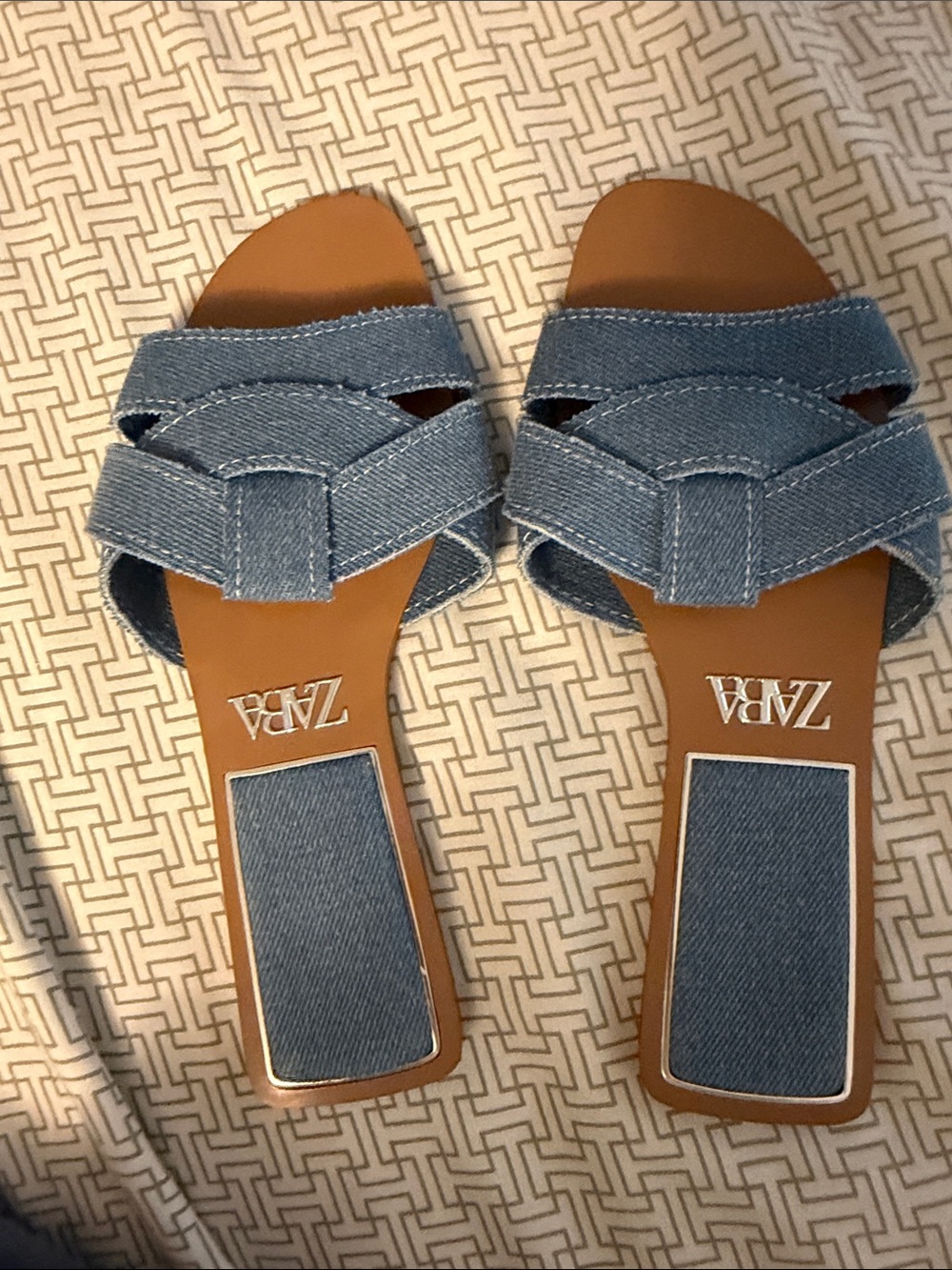 Zara Light Blue Denim Slide Mules